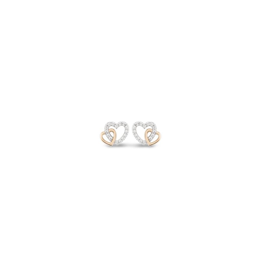 Relogios BOW Relogios Digitais | Brincos Two Hearts I Ouro 18K White Topaz